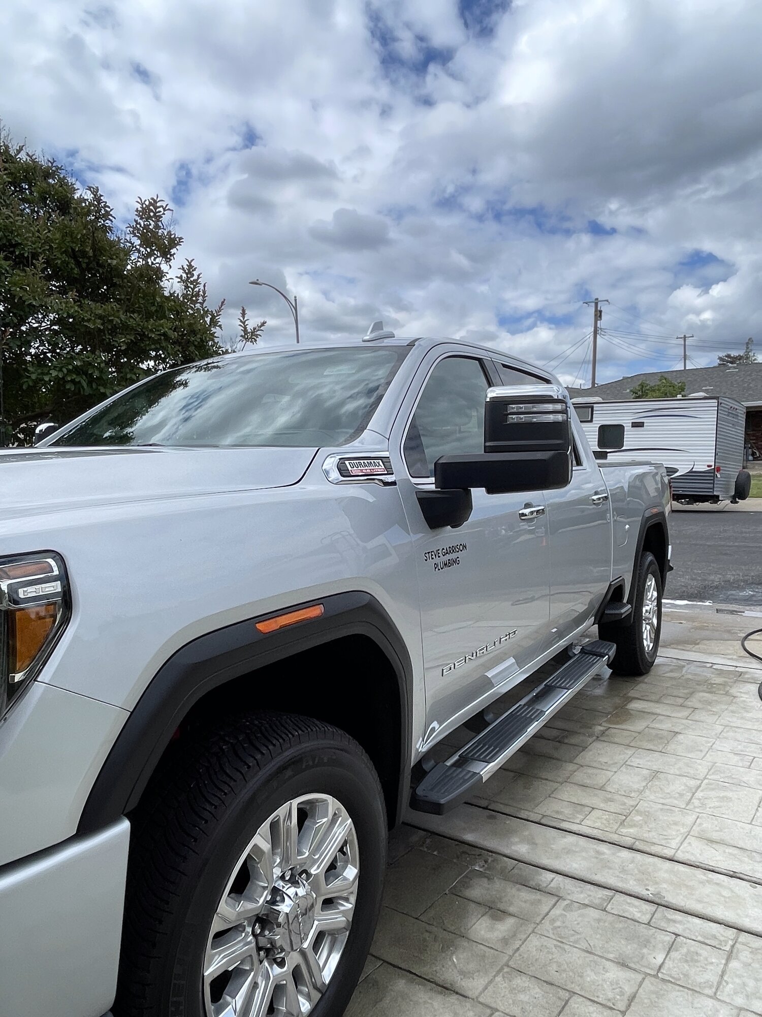 White truck exterior detail finish